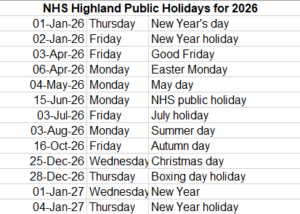 Public Holidays 2026